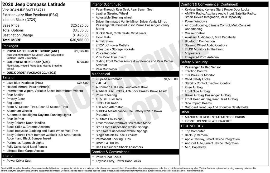 Used 2020 Jeep Compass Latitude w/ Popular Equipment Group image 38