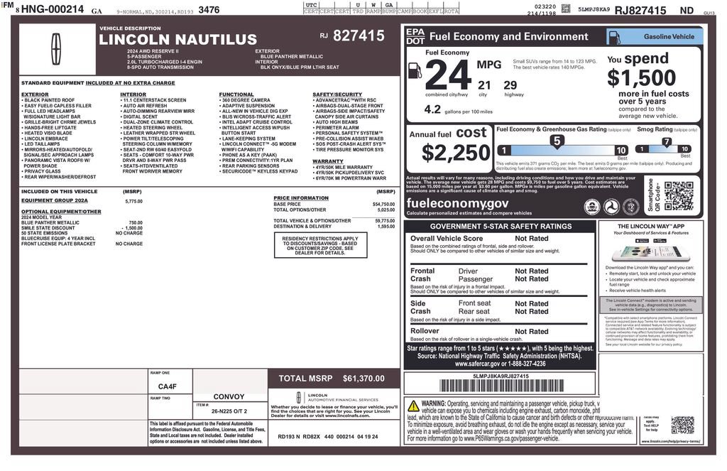 Used 2024 Lincoln Nautilus Reserve w/ Equipment Group 202A AWD/4WD image 34