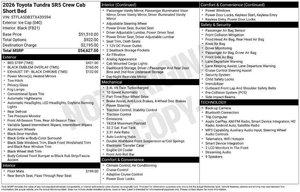 New 2026 Toyota Tundra SR5 AWD/4WD image 4