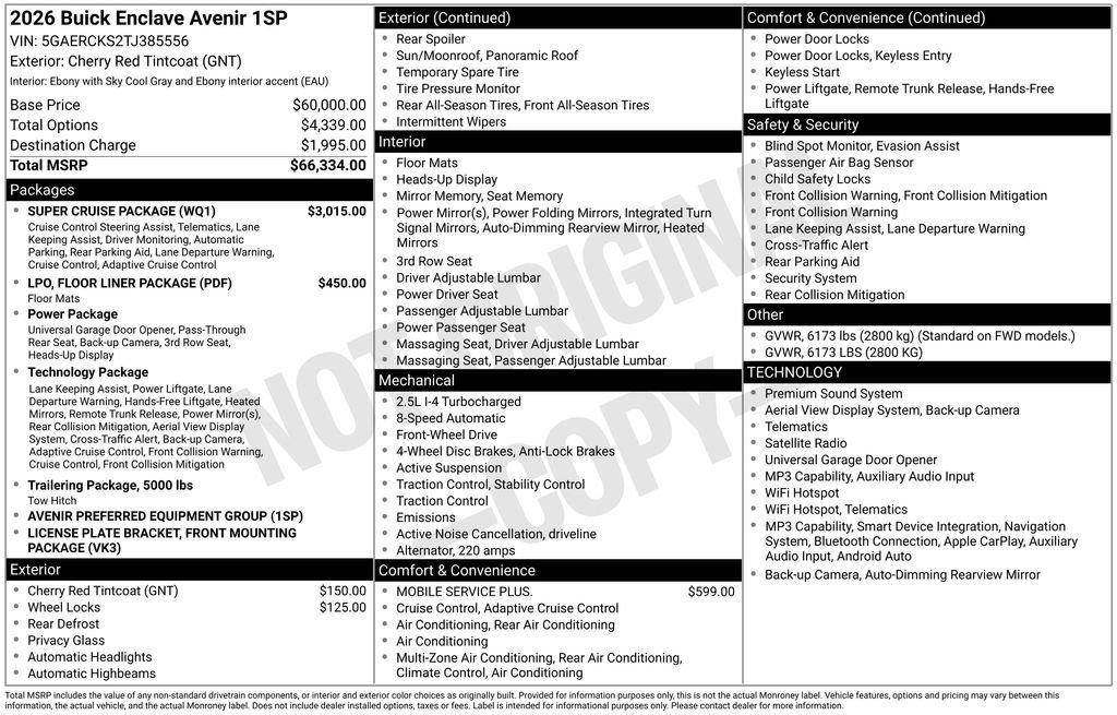 New 2026 Buick Enclave Avenir w/ Super Cruise Package FWD image 44