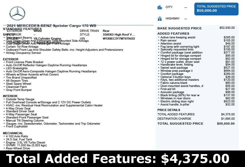 Used 2021 Mercedes-Benz Sprinter 3500 w/ Swivel Seat Package image 3