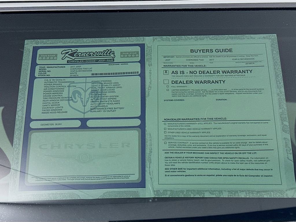 Used 2017 Jeep Cherokee Latitude w/ Comfort & Sound Group image 38