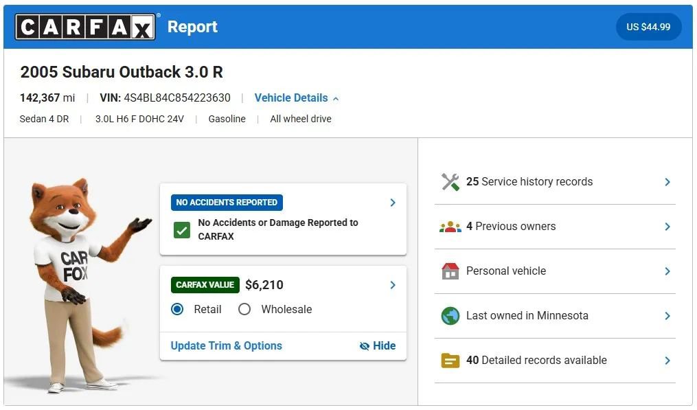 Used 2005 Subaru Outback 3.0R image 2