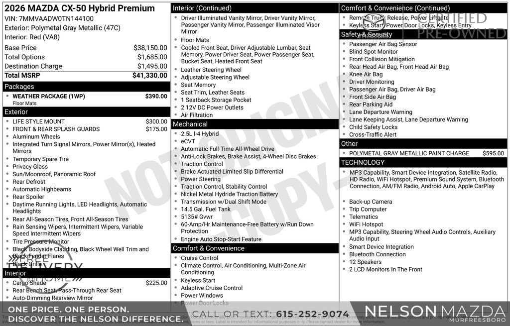 Certified 2026 MAZDA CX-50 AWD 2.5 Hybrid w/ Weather Package image 2