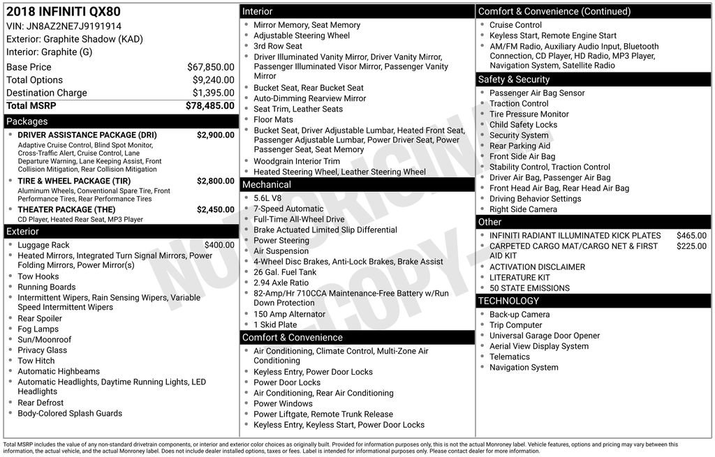 Used 2018 INFINITI QX80 4WD w/ Driver Assistance Package image 61