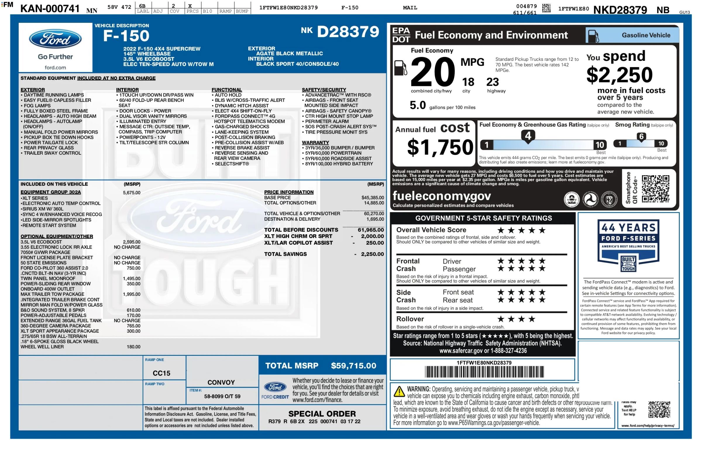 Used 2022 Ford F150 XLT w/ Equipment Group 302A High AWD/4WD image 3