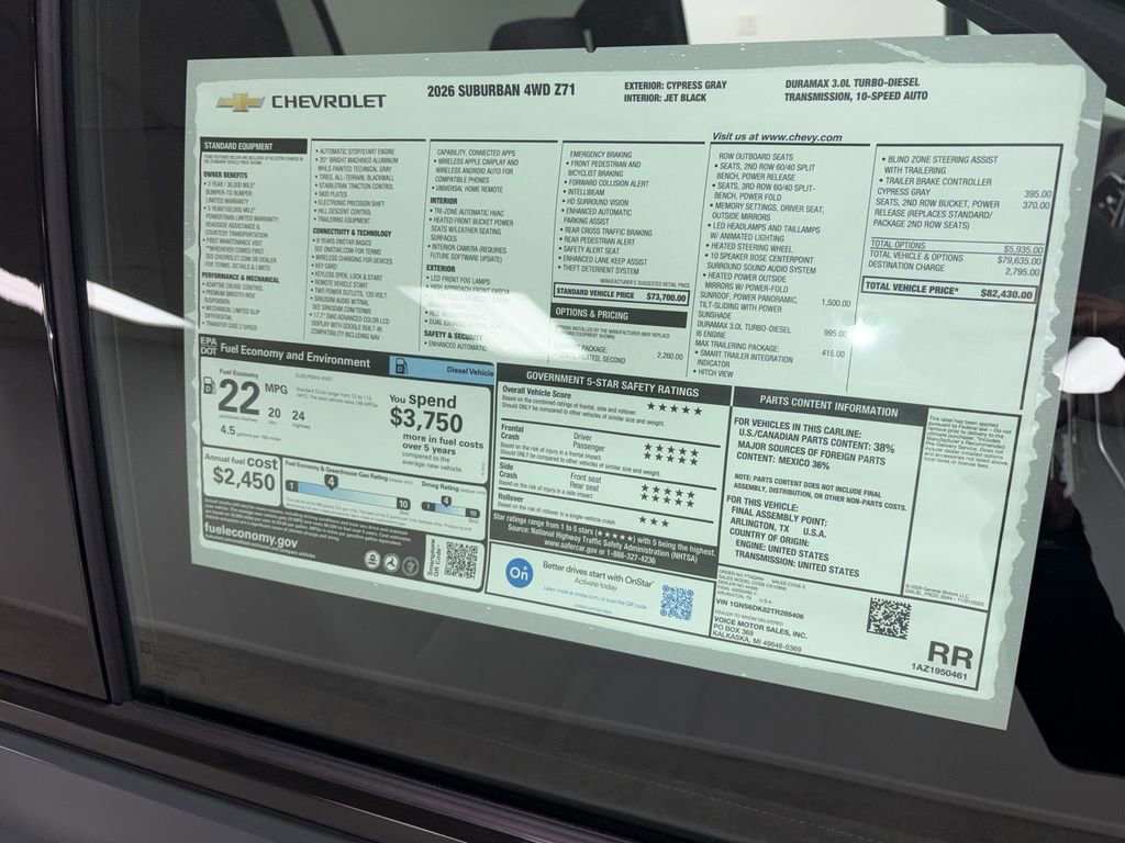 New 2026 Chevrolet Suburban Z71 w/ Comfort Package AWD/4WD image 71