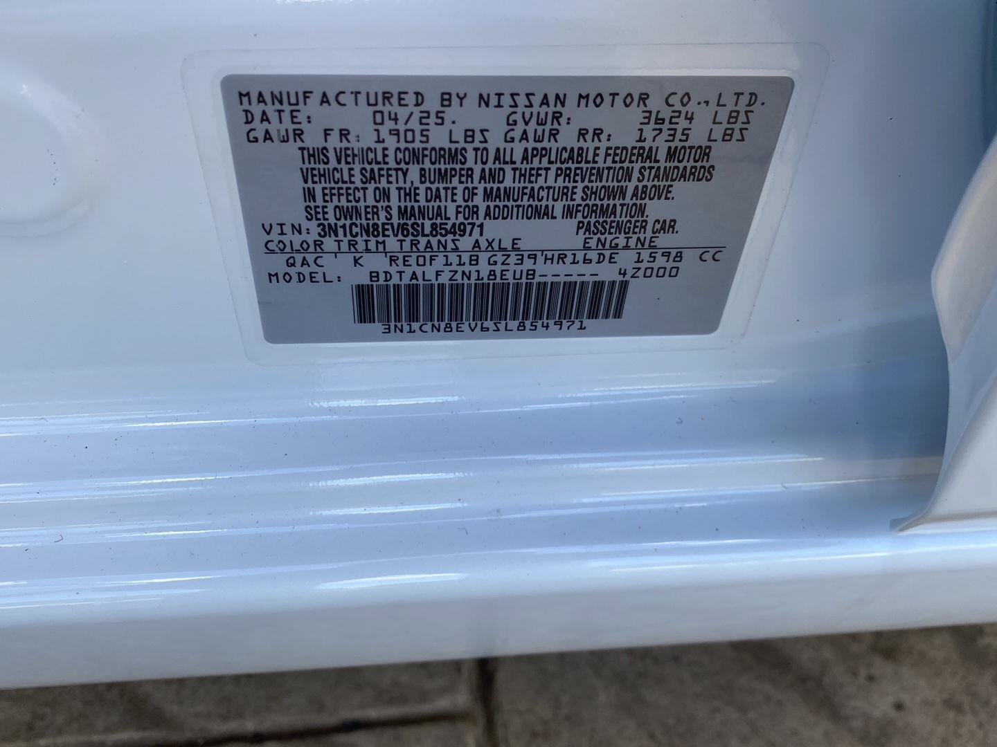 Certified 2025 Nissan Versa SV w/ Trunk Package FWD image 15