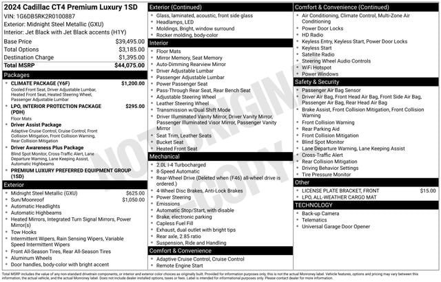Certified 2024 Cadillac CT4 Premium Luxury w/ Climate Package RWD image 35