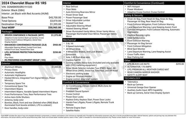 Used 2024 Chevrolet Blazer RS w/ Driver Confidence II Package AWD/4WD image 44