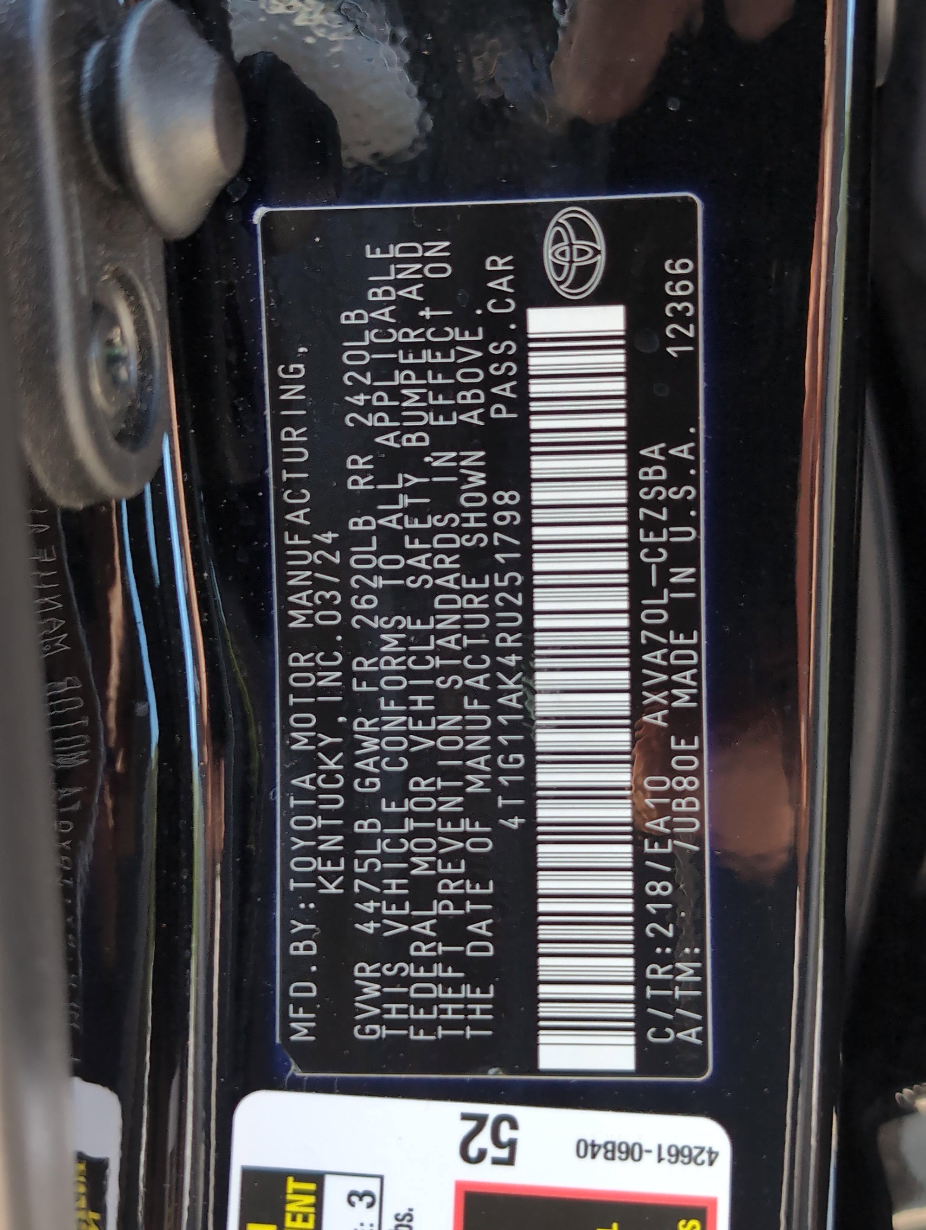 Certified 2024 Toyota Camry SE FWD image 34
