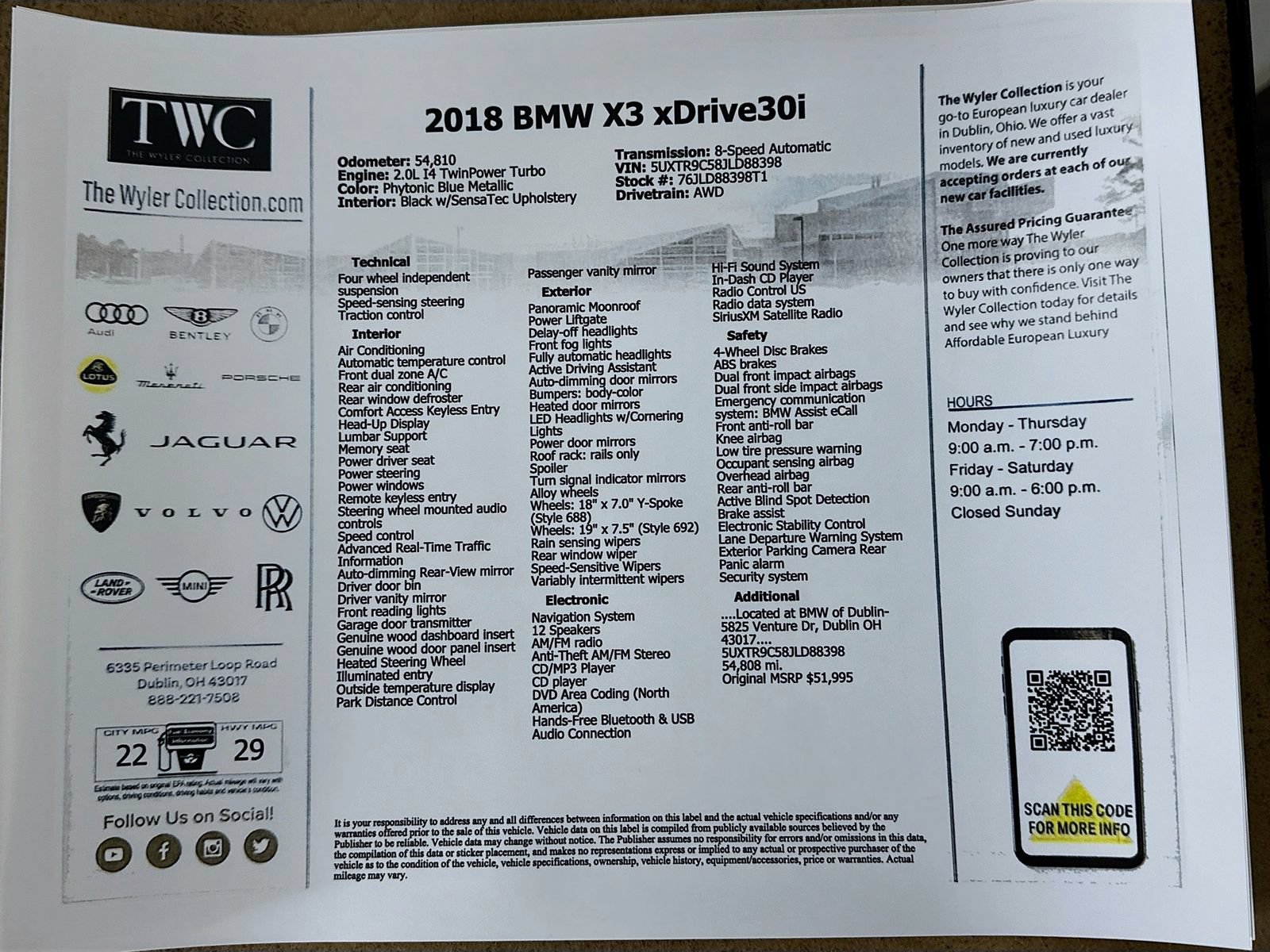 Used 2018 BMW X3 xDrive30i w/ Premium Package AWD/4WD image 48