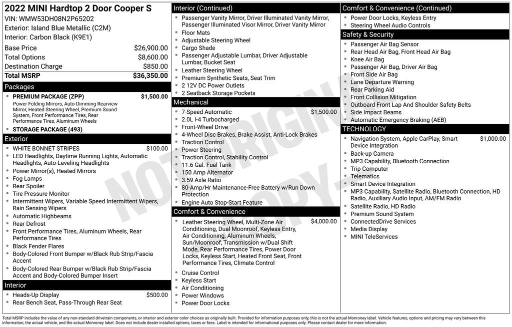 Used 2022 MINI Cooper S w/ Premium Package