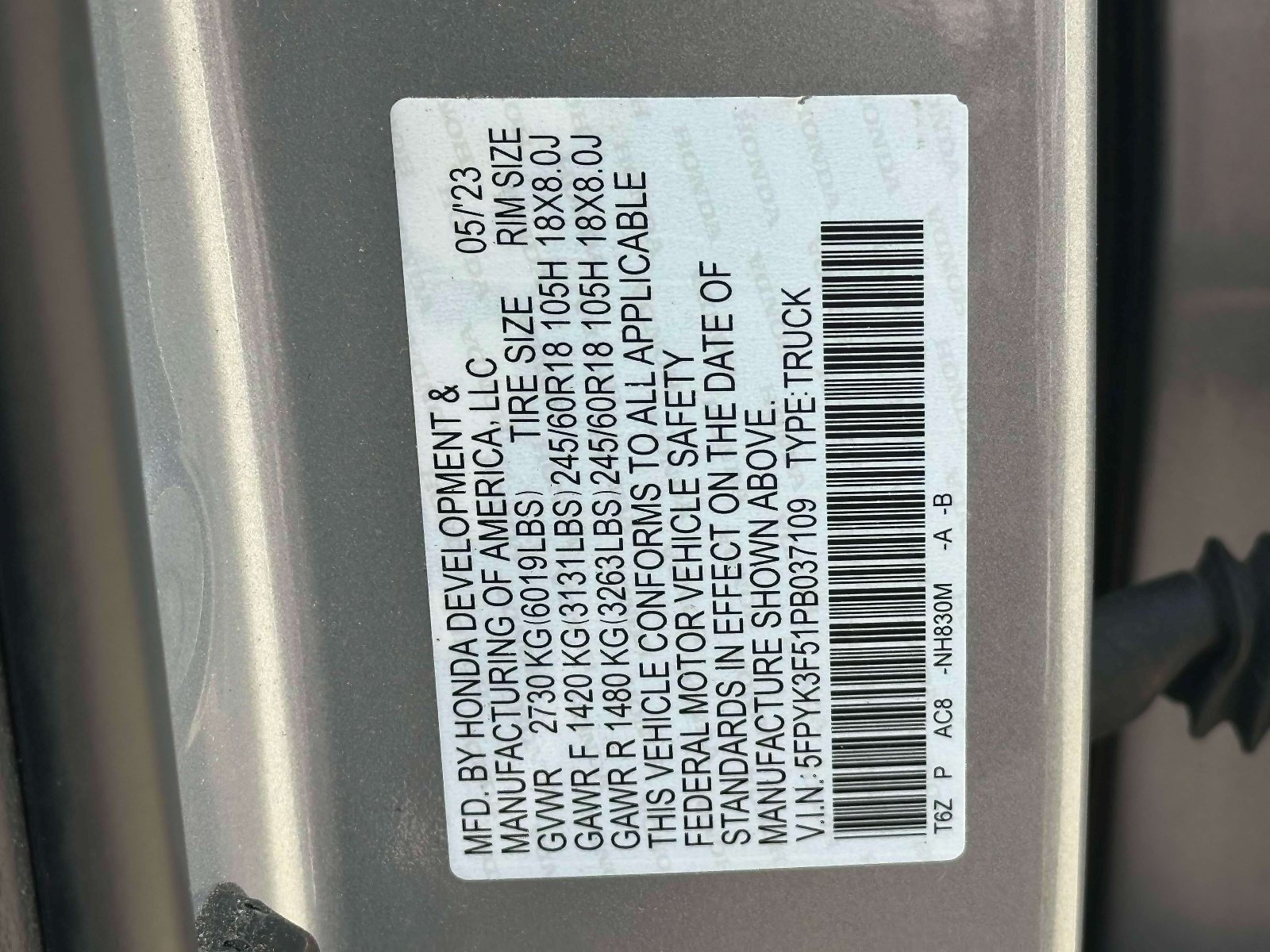 Certified 2023 Honda Ridgeline RTL image 15