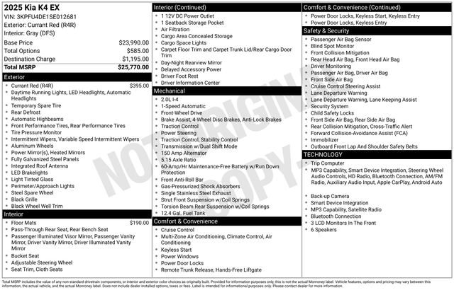 Used 2025 Kia K4 EX FWD image 31