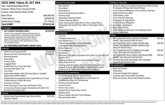 Used 2022 GMC Yukon XL SLT w/ SLT Luxury Package AWD/4WD image 7