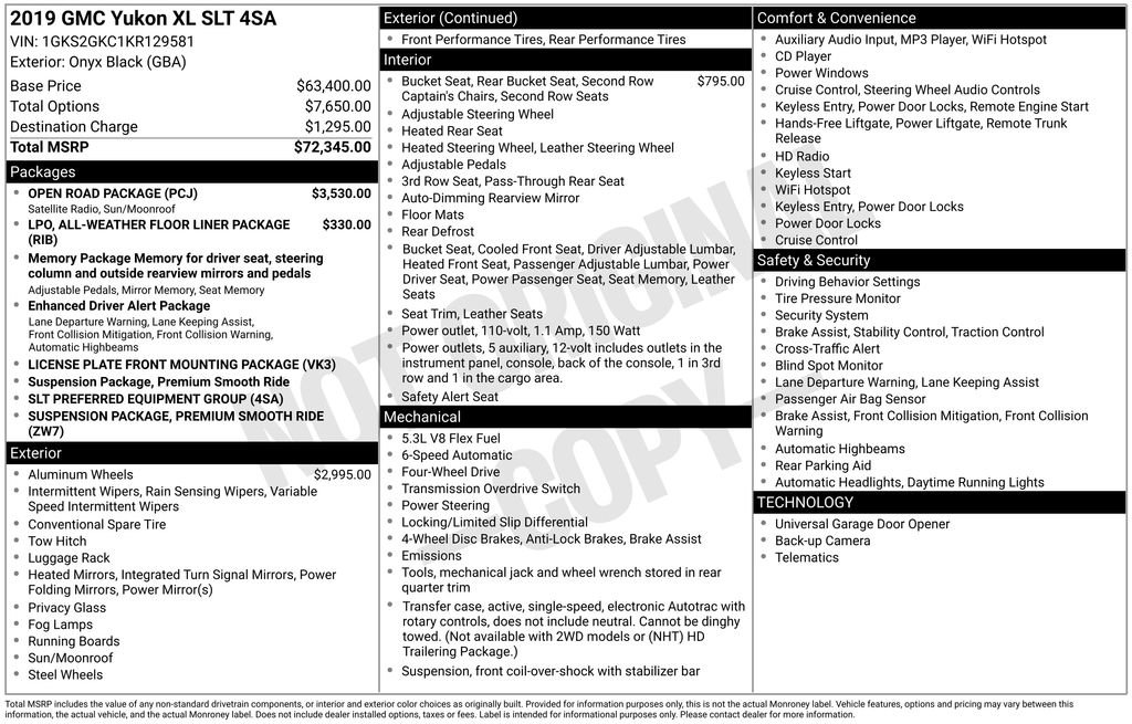 Used 2019 GMC Yukon XL SLT w/ Open Road Package image 3