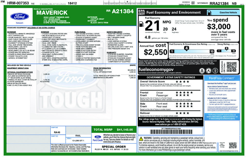 Used 2024 Ford Maverick Tremor w/ Tremor Off-Road Package AWD/4WD image 36