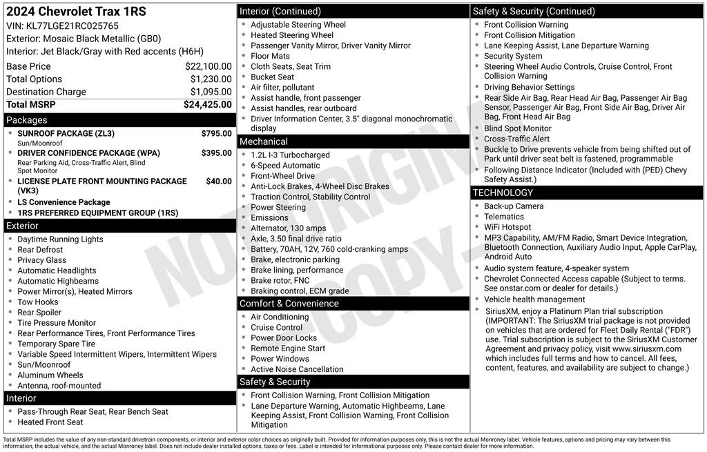 Used 2024 Chevrolet Trax RS w/ Sunroof Package FWD image 37