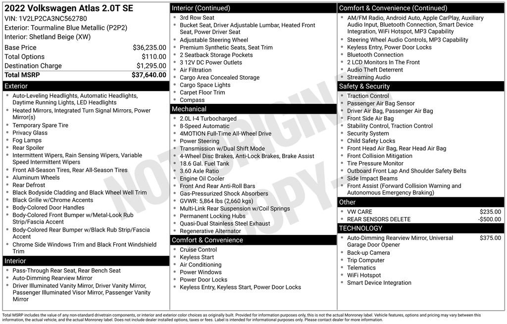 Used 2022 Volkswagen Atlas SE image 3