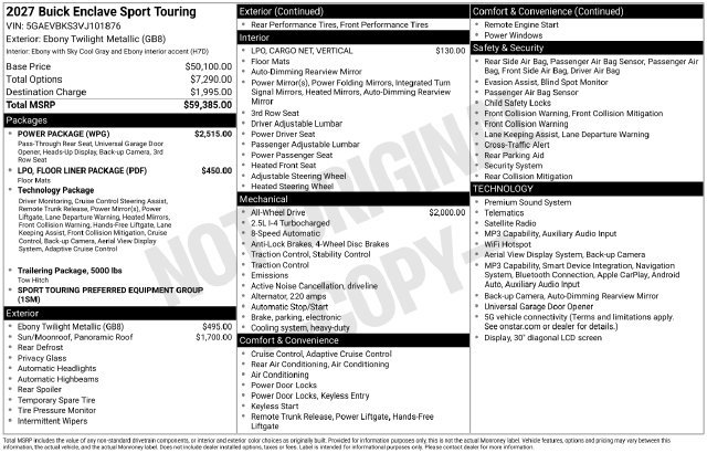 New 2027 Buick Enclave Sport Touring w/ Power Package AWD/4WD image 24