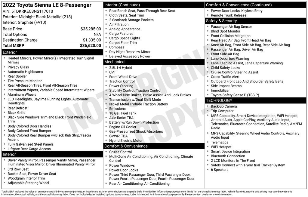 Used 2022 Toyota Sienna LE FWD image 42