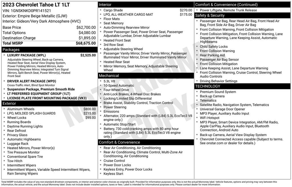 Used 2023 Chevrolet Tahoe LT w/ Luxury Package AWD/4WD image 12