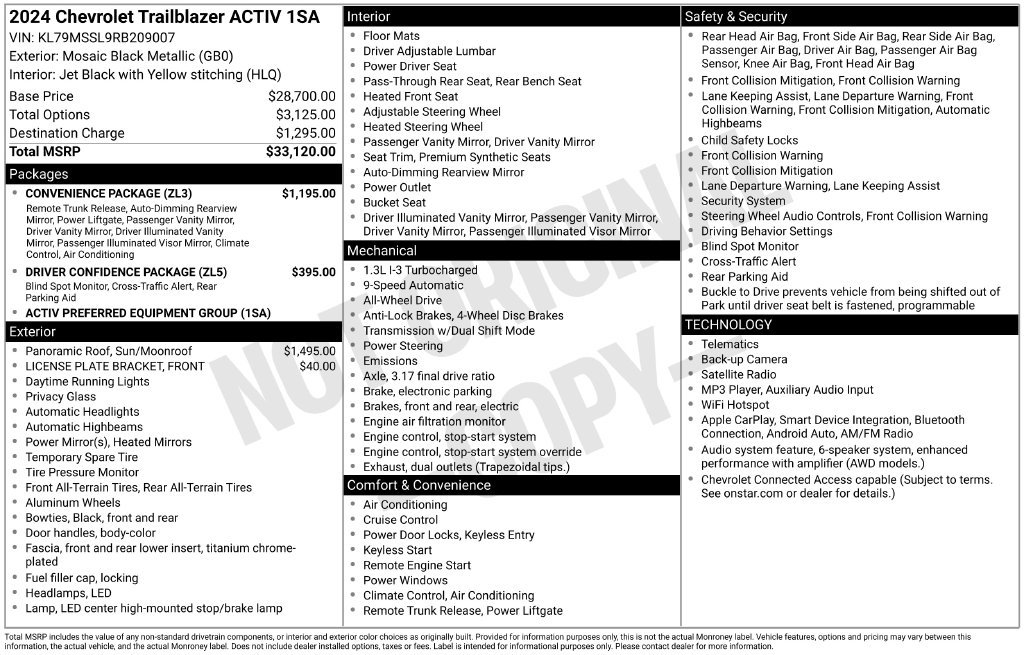 Certified 2024 Chevrolet TrailBlazer ACTIV w/ Convenience Package AWD/4WD image 32