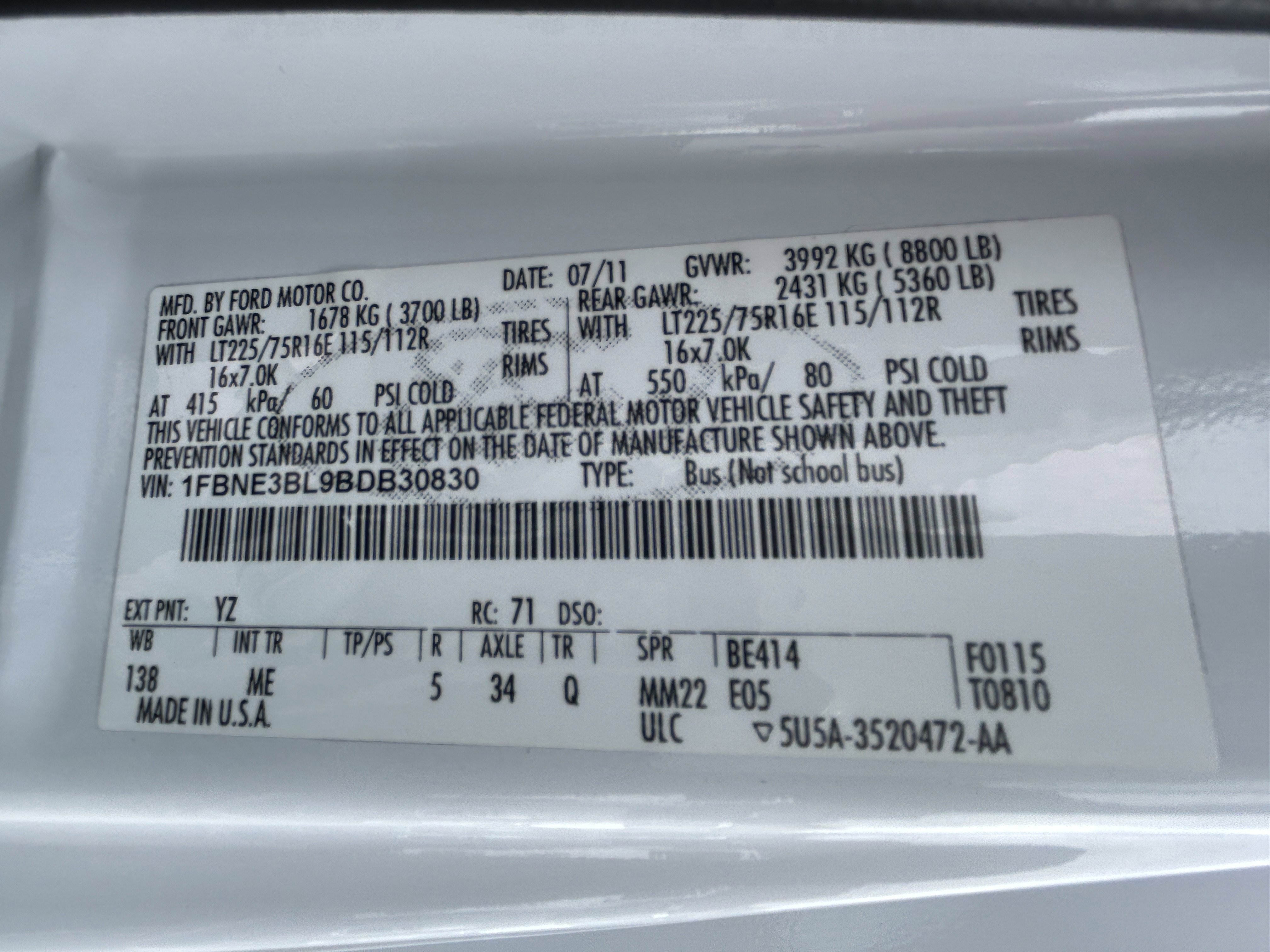 Used 2011 Ford E-350 and Econoline 350 XLT RWD image 18