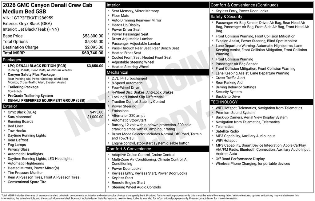 New 2026 GMC Canyon Denali w/ LPO, Denali Black Edition AWD/4WD image 34