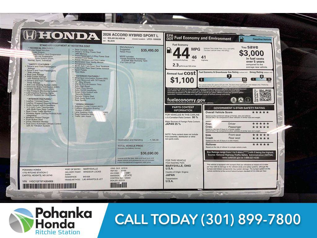 New 2026 Honda Accord Hybrid Sport-L FWD image 22