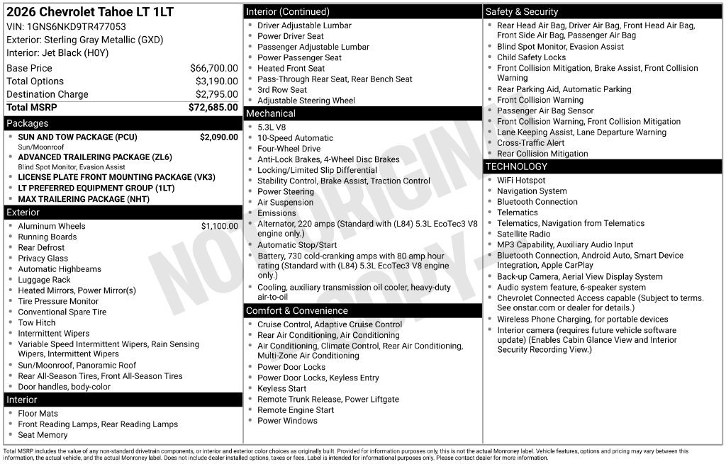 New 2026 Chevrolet Tahoe LT w/ Sun And Tow Package AWD/4WD image 23