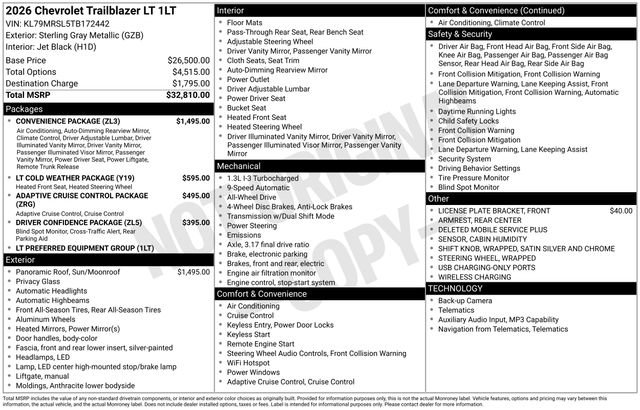 New 2026 Chevrolet TrailBlazer LT w/ Convenience Package AWD/4WD image 4