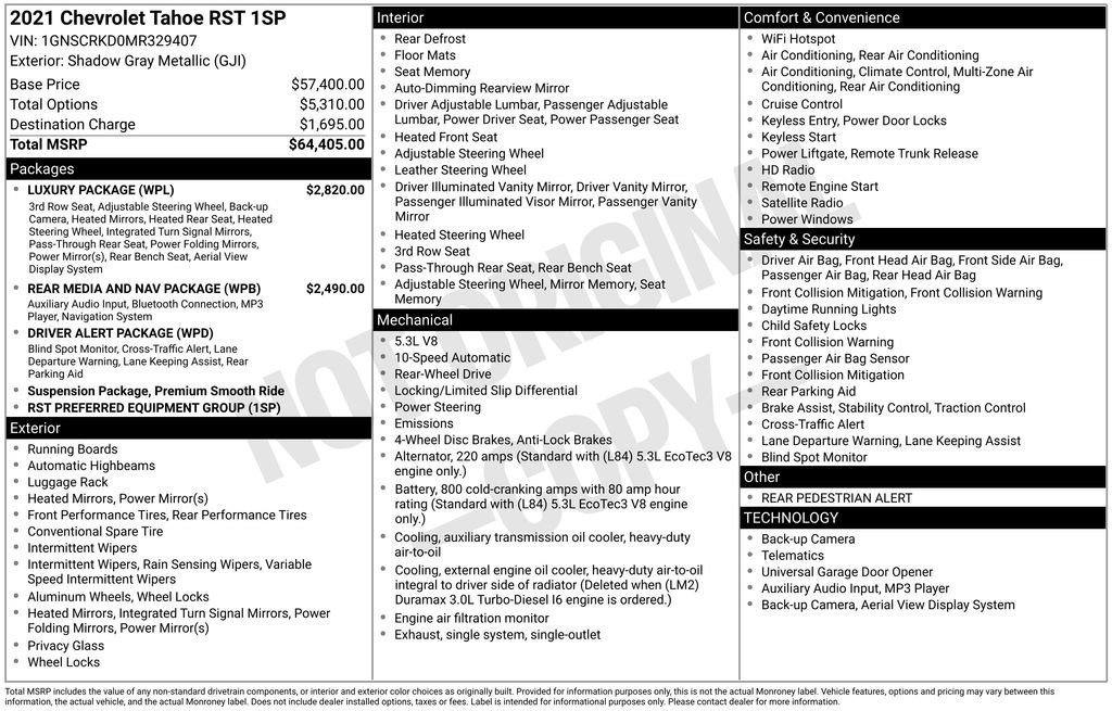 Used 2021 Chevrolet Tahoe RST w/ Luxury Package image 10