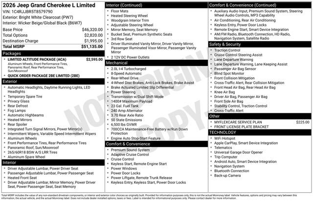 New 2026 Jeep Grand Cherokee L Limited w/ Limited Altitude Package RWD image 29