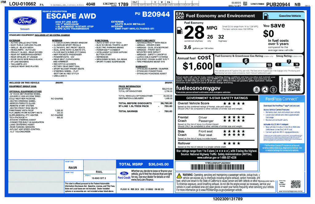 Used 2023 Ford Escape ST-Line w/ Tech Pack #1 AWD/4WD image 2
