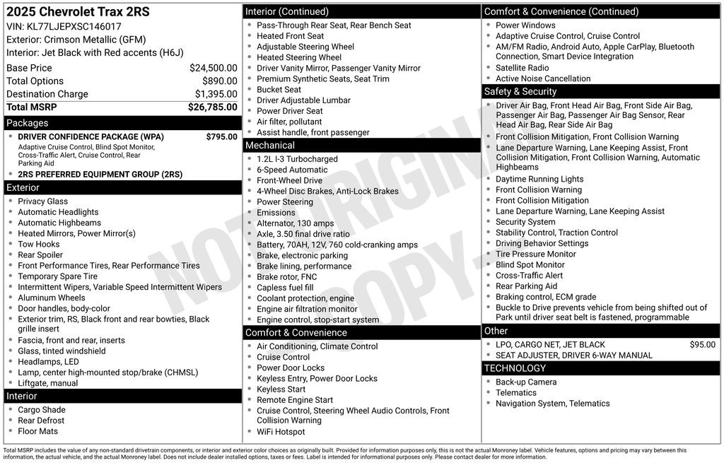 Certified 2025 Chevrolet Trax RS w/ Driver Confidence Package image 4