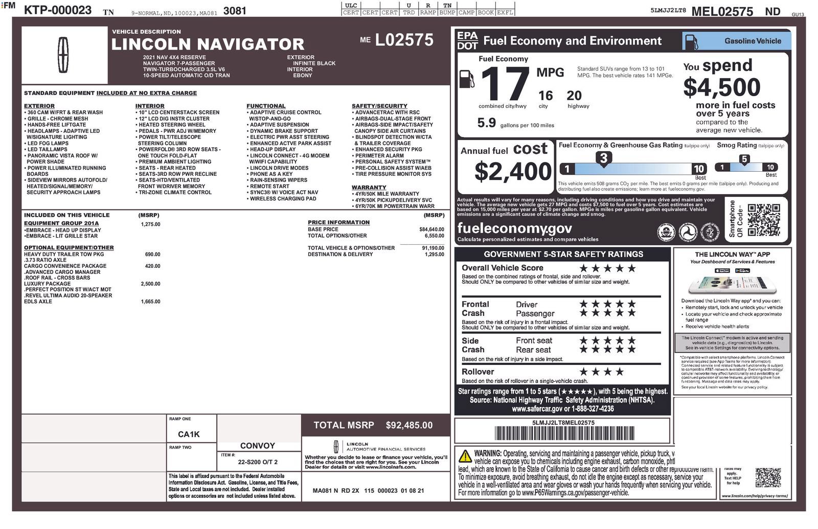 Certified 2021 Lincoln Navigator Reserve w/ Luxury Package AWD/4WD image 19