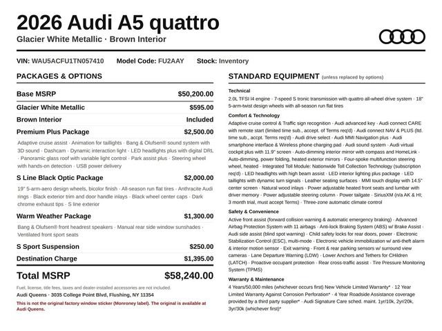 New 2026 Audi A5 2.0T Premium Plus AWD/4WD image 16