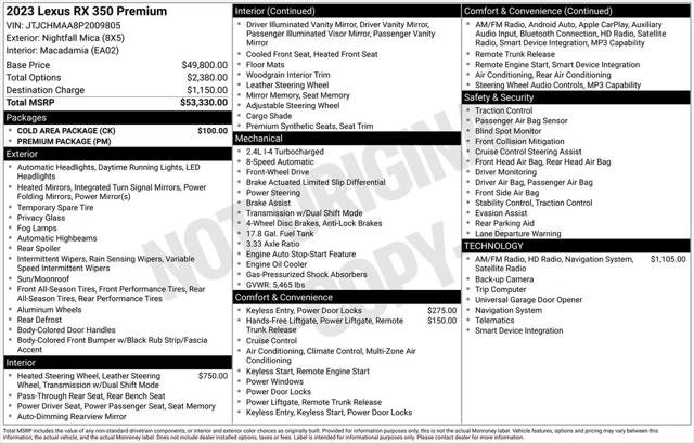 Used 2023 Lexus RX 350 Premium w/ Cold Area Package FWD image 2