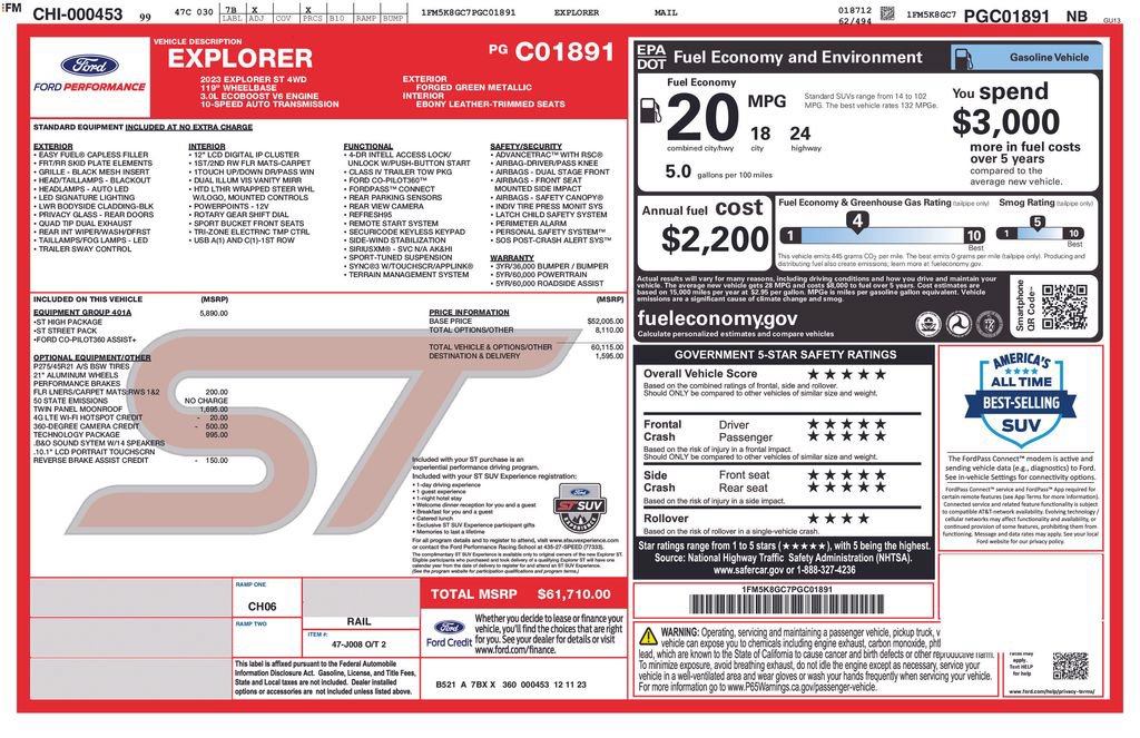 Used 2023 Ford Explorer ST w/ Equipment Group 401A AWD/4WD image 5