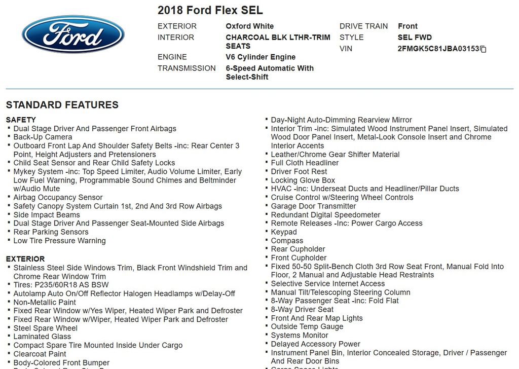 Used 2018 Ford Flex SEL w/ Equipment Group 202A FWD image 17