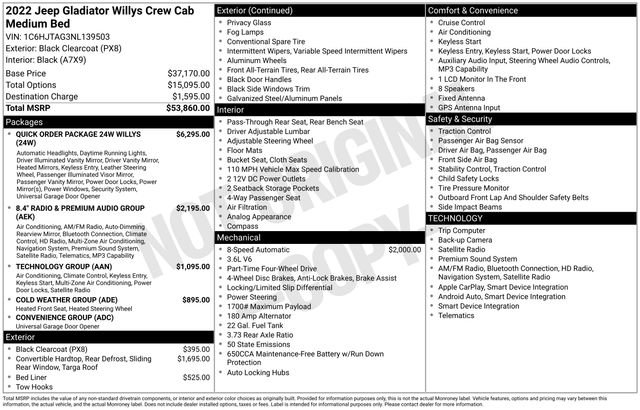 Certified 2022 Jeep Gladiator Willys image 10