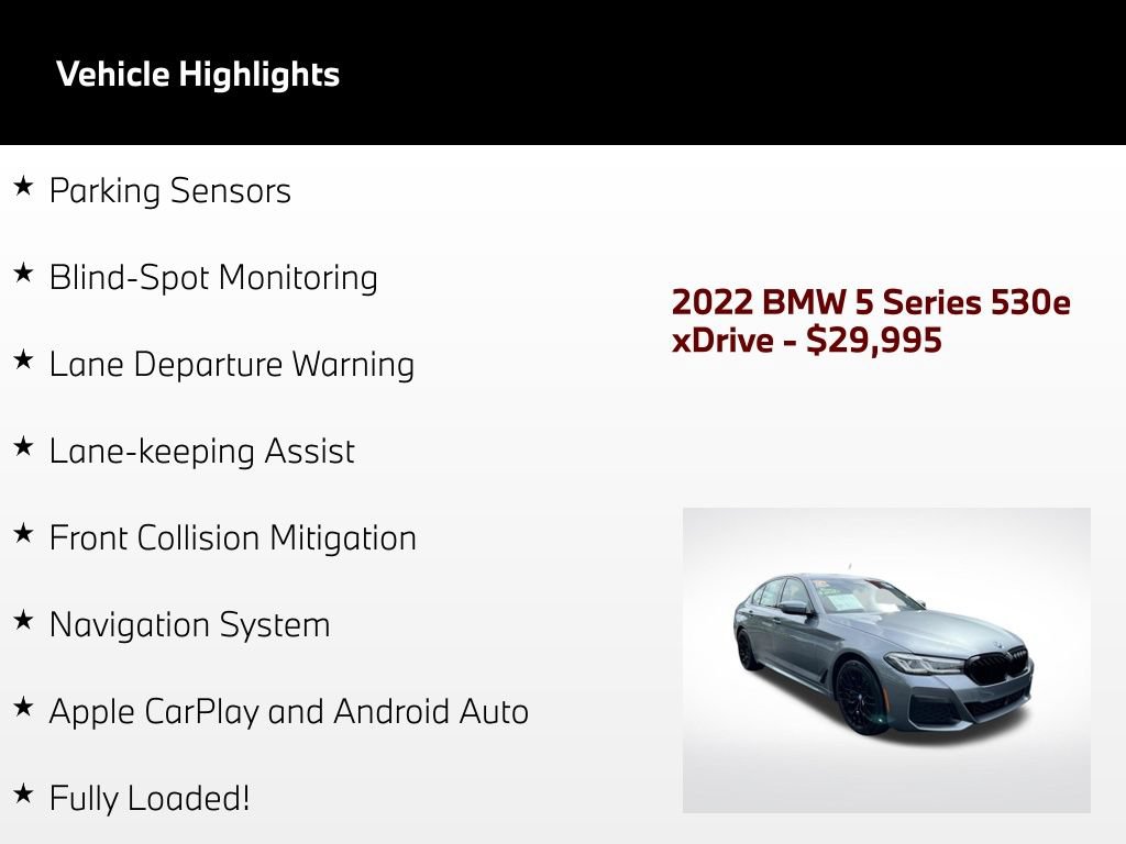 Used 2022 BMW 530e xDrive w/ Premium Package AWD/4WD image 85