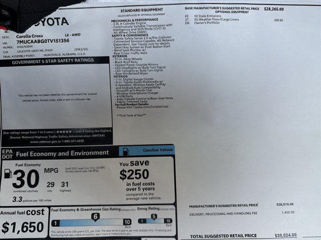 Certified 2026 Toyota Corolla Cross LE AWD/4WD image 24