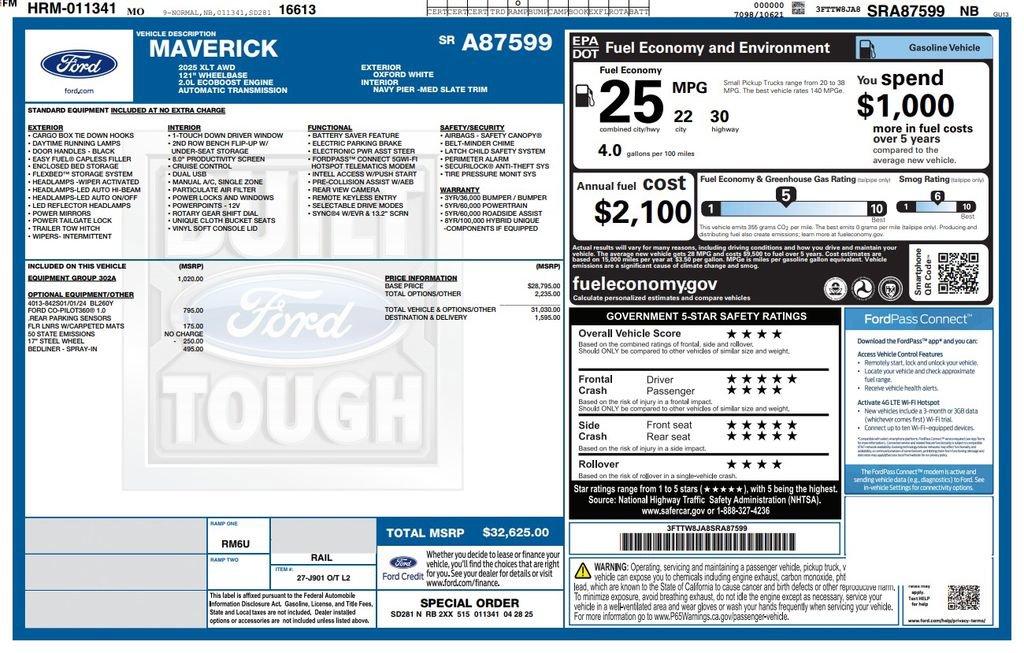 Used 2025 Ford Maverick XLT w/ Equipment Group 302A image 2