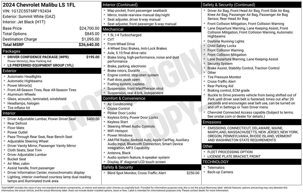 Used 2024 Chevrolet Malibu LS w/ Driver Confidence Package image 32