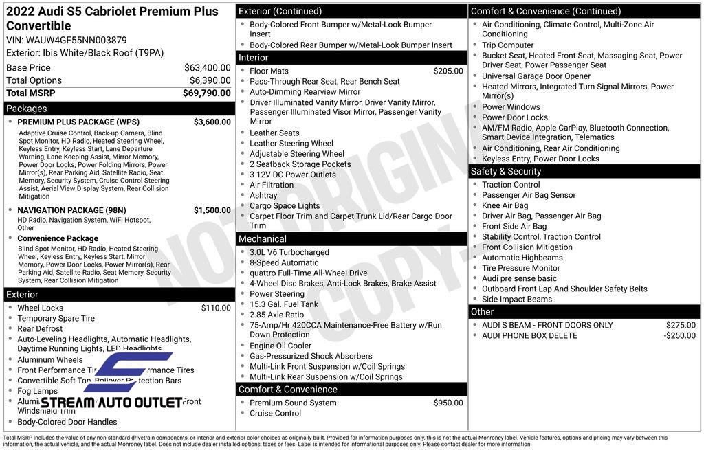 Used 2022 Audi S5 Premium Plus w/ Premium Plus Package image 38