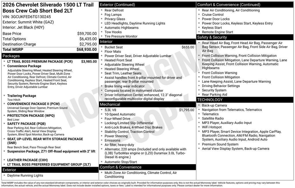 Used 2026 Chevrolet Silverado 1500 LT Trail Boss w/ LT Trail Boss Premium Package AWD/4WD image 9