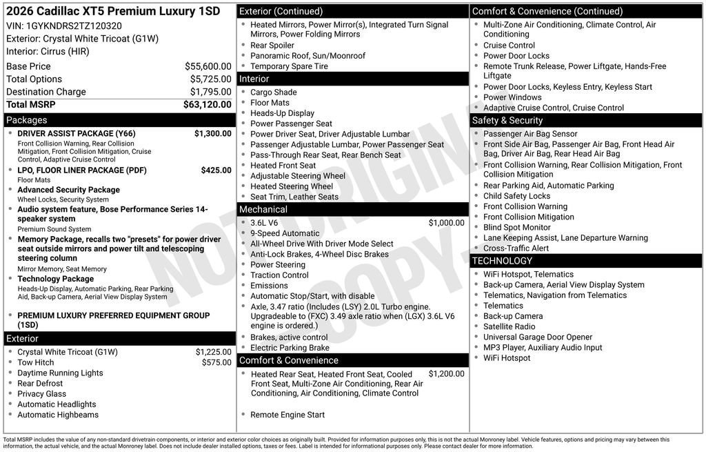 New 2026 Cadillac XT5 Premium Luxury w/ Driver Assist Package AWD/4WD image 4